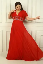 Robe de soirée grande taille pour femme, décolleté en V devant et dos, taille cintrée, doublée et pailletée