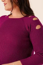 Pull tunique sport grande taille à épaules dénudées