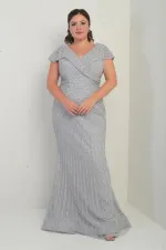 Robe sirène doublée à imprimé pierres, décolleté en V devant et dos, grandes tailles