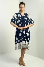 Kadın Çiçek Desenli Cepli oversize Kısa Elbise