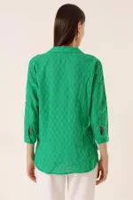 Front Buttoned Polo Collar Shirt with Foldable Sleeves