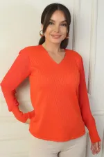 Pull sans manches en mousseline à col en V pour femme