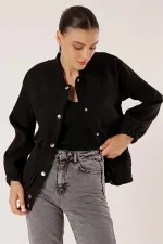 Blouson aviateur à taille élastiquée et poches plaquées