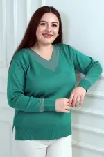 Chemisier grande taille à col en V pour femme, orné de paillettes