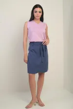 Women's Belted Wrap-Around Lyocell Short Skirt