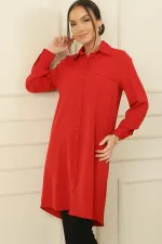 Fake Pocket Button-Front Charmi Shirt Tunic