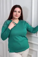 Chemisier en maille grande taille à imprimé pierre et col en V pour femme