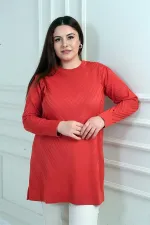 Blouse tunique grande taille à col rond pour femme