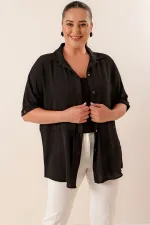 Belted Waist Buttoned Front Plus Size Ayrobin Tunic Shirt