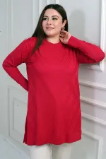 Blouse tunique grande taille à col rond pour femme