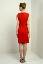 Kadın Kendinden Telalı Yan Düğmeli Kısa Elbise