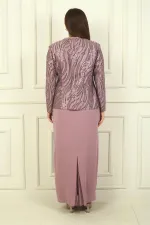 Sequin Jacket, Half-Sleeve Lined Crepe Dress, Plus Size 2-Piece Set