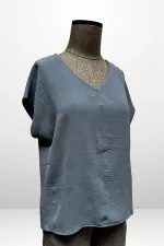 Kadın V Yaka Ayrobin Bluz