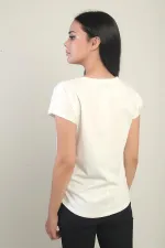 Women's Round Neck Short Sleeve Blouse with Pocket Detail and Lycra Fabric