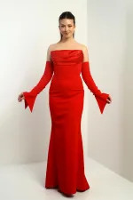 Women's Strapless Set-in Sleeve, Interfacing, Lined Crepe Long Evening Dress