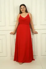 Robe longue en mousseline de soie grande taille pour femme, drapée sur le devant, avec bretelles en corde et doublure