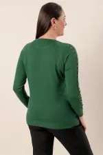 Kol Detaylı Büyük Beden Akrilik Kazak