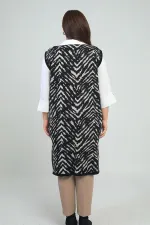 Gilet long en maille lycra grande taille à motif zèbre et poches pour femme