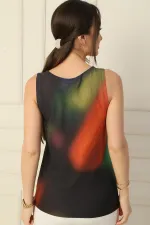 Chemisier coloré en lycra plissé à col en V sur le devant