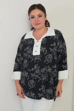 Kadın Patlı Yaka Çiçek İşlemeli B.B Bluz