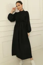 Lace Linen Effect Long Dress