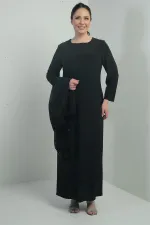 Women's Sequined Chiffon Jacket with Lined Sleeves, Sandy Long Dress, Plus Size, 2-Piece Set