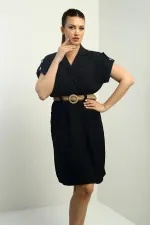 Women's Dress with Patch Pockets and Belt Waist