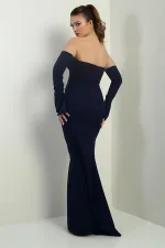 Women's Strapless, Sleeveless, Interlining, and Lined Crepe Long Evening Dress