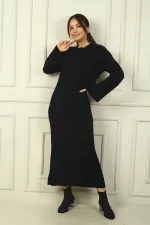 Kadın Saç Örgülü Rahat Kalıp Akrilik Uzun Elbise