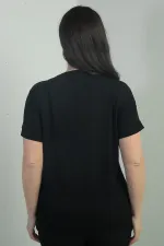 Women's V-Neck, Mesh Shoulder, Sequined, Plus Size Lycra Blouse