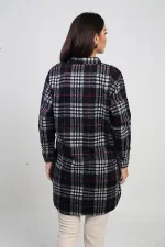 Chemise longue à carreaux pour femme avec fentes latérales