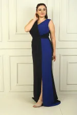 Kruvaze Yaka Önü Büzgülü Astarlı 2 Renk Büyük Beden Şifon Uzun Elbise