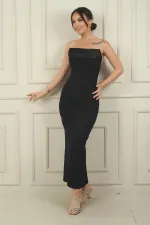 Robe en crêpe satinée brillante à bretelles pour femme