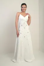 Robe longue évasée sans bretelles en taffetas pour femme avec double épissure de pierre