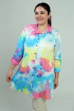 Chemise à manches longues en batik brodé grande taille pour femme