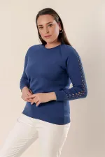 Kol Detaylı Büyük Beden Akrilik Kazak