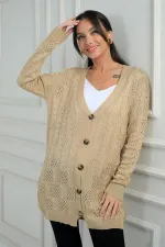 Gilet mercerisé décontracté à col en V et boutons pour femme