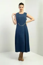 Women's Midi Dress with Chain Detail