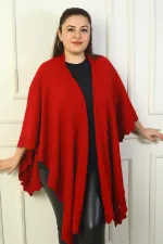 Kadın Lazer Kesim Büyük Beden Akrilik Panço