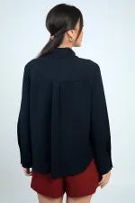 Kadın Fiyonk Detaylı Krep Şifon Gömlek