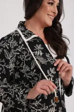 Women's Sleeveless Lycra Blouse and Patch Pocket Jacket with Leaf Embroidery, Plus Size, 2-Piece Set