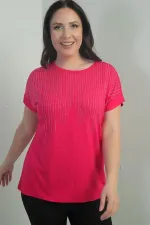 Kadın Önü Şelale Taş Baskılı Bisiklet Yaka B.B. Bluz