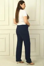 Pantalon grande taille en crêpe importé avec côtés élastiqués