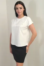 Women's Rose Detailed Lycra Blouse