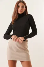 Saç Örgü Model Kolları Düğmeli Kazak