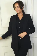 Kadın Kol Ucu Büzgülü Şal Yaka Uzun Kol Ceket