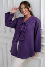 Gilet en cachemire 3 fils pour femme avec devant en dentelle