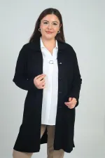 Gilet côtelé grande taille pour femme, avec motif sur le devant et poches, en Lycra.