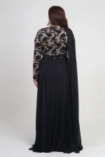 Kadın Kruvaze Yaka Görünümlü Pullu Astarlı Şifon Uzun B.B. Elbise