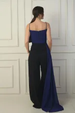 Women's Strappy Jumpsuit with Beaded Details and Chiffon Crepe Top